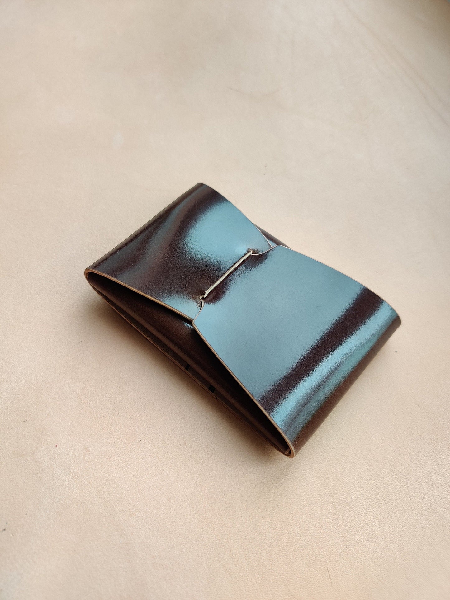 Rocado Shell Cordovan Stitchless Leather Mini Cards Wallet, Origami Minimalist Wallet, EDC Card Holder Case