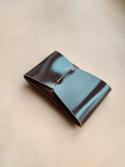 Rocado Shell Cordovan Stitchless Leather Mini Cards Wallet, Origami Minimalist Wallet, EDC Card Holder Case