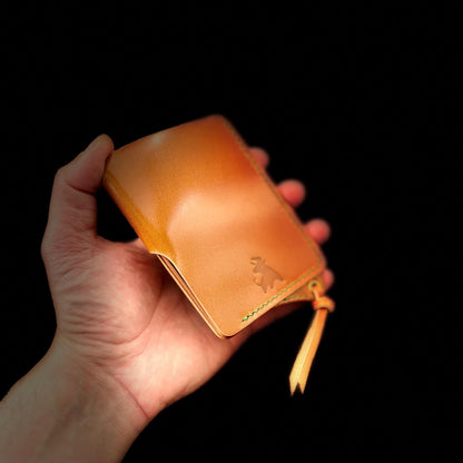 Rocado Shell Cordovan Leather Card Holder With A Ring For Chain Or Lanyard, Pocket Mini Wallet, Minimalist Card Holder Case