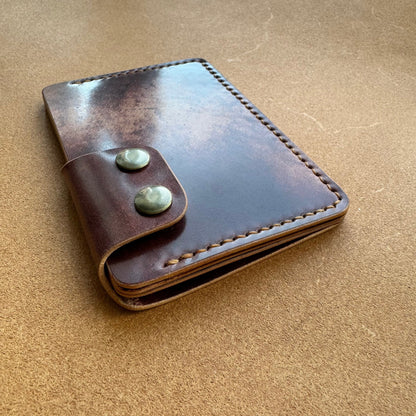 Rocado Shell Cordovan Leather Card Holder, Pocket Mini Wallet, Minimalist Card Holder Case