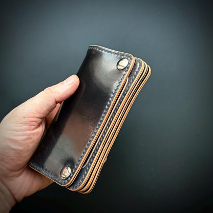 Rocado Shell Cordovan Mini Trucker Wallet, Luxury Compact Wallet