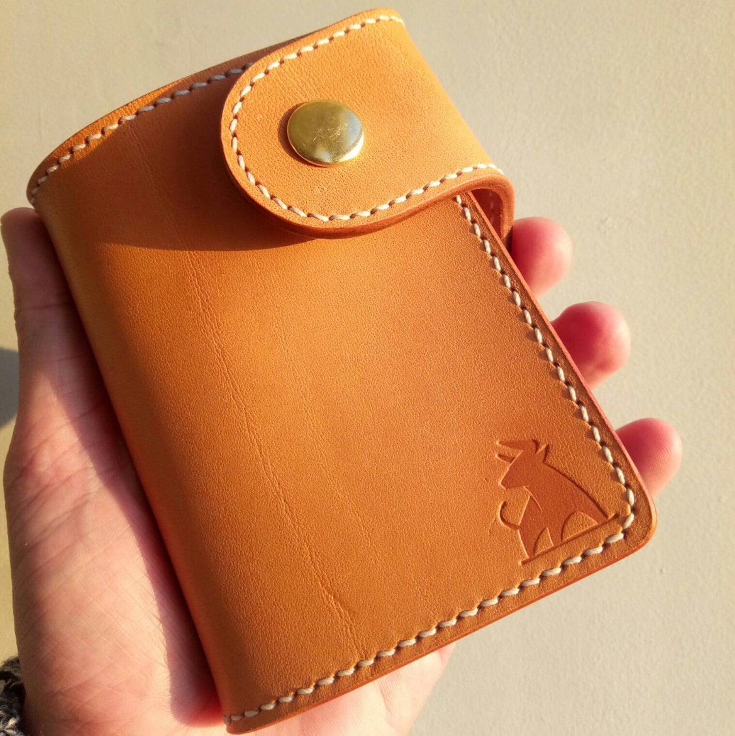 Leather Biker Wallet With A Ring For Chain Or Lanyard, Unpainted Veg Tanned Travel Western Wallet