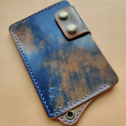 Rocado Shell Cordovan Leather Card Holder With A Ring For Chain Or Lanyard, Pocket Mini Wallet, Minimalist Card Holder Case