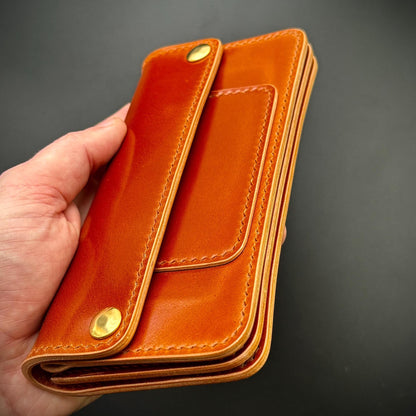 Rocado Shell Cordovan Long Trucker Wallet, Luxury Compact Wallet