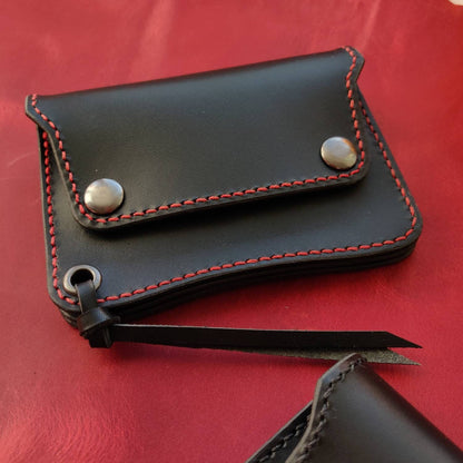 Short Trucker Wallet With A Ring For Chain Or Lanyard, Veg Tan Wallet, Stylish Wallet For Rider, Biker or Trucker