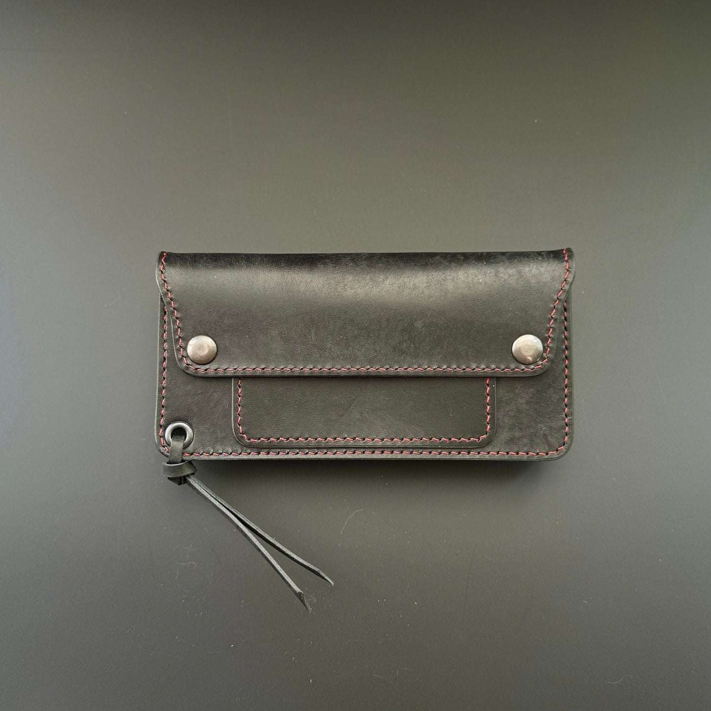 Long Trucker Leather Wallet With A Hole For Chain Or Lanyard , Handmade Wallet For Rider, Biker or Trucker