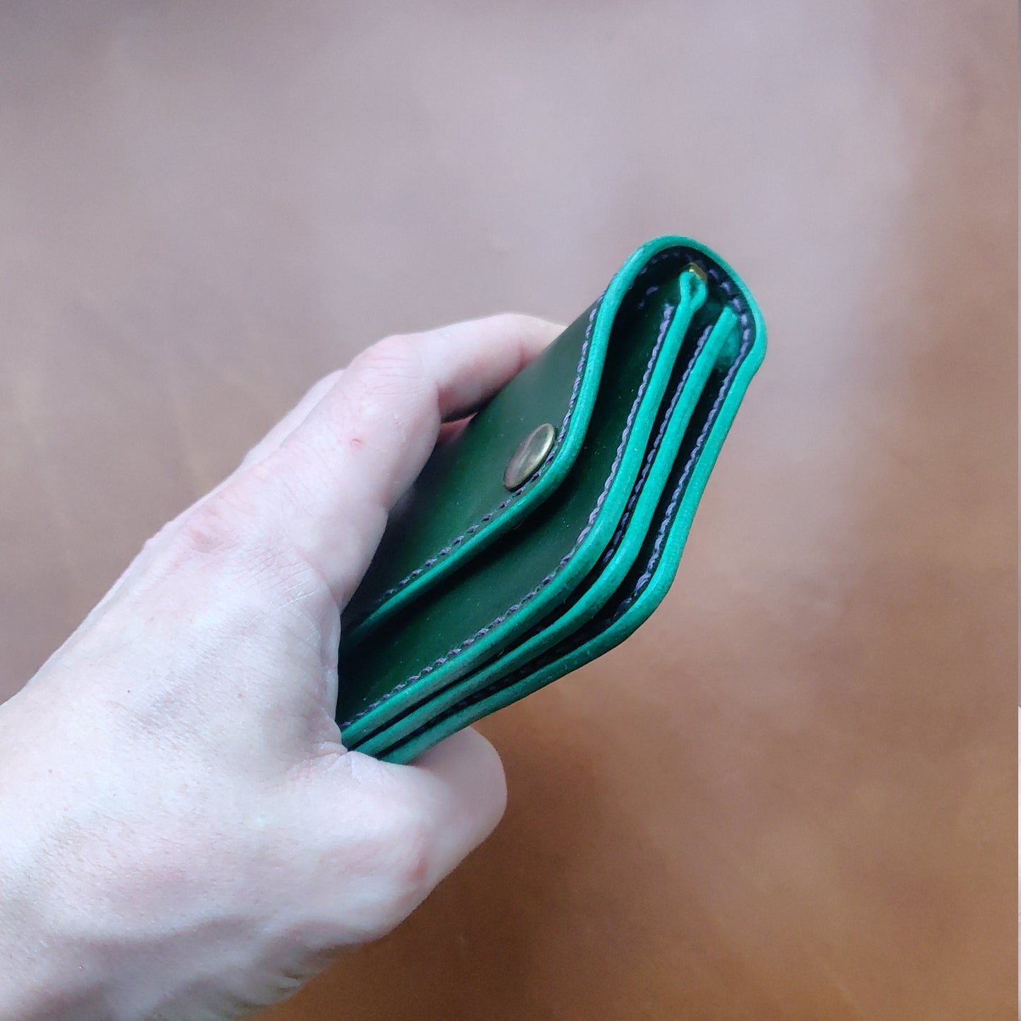 Short Trucker Wallet With A Ring For Chain Or Lanyard, Veg Tan Wallet, Stylish Wallet For Rider, Biker or Trucker