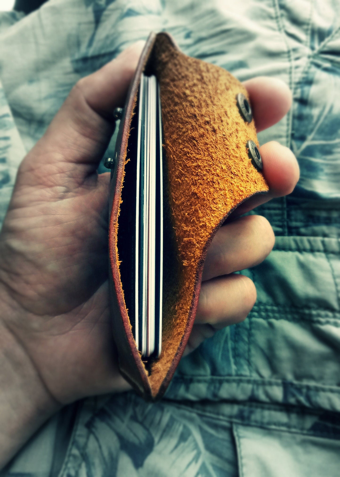 Leather Slim And Simple Card Holder, Minimalist, Compact Wallet For Cards And Folded Bills, Credit Card Holder With Two Snaps