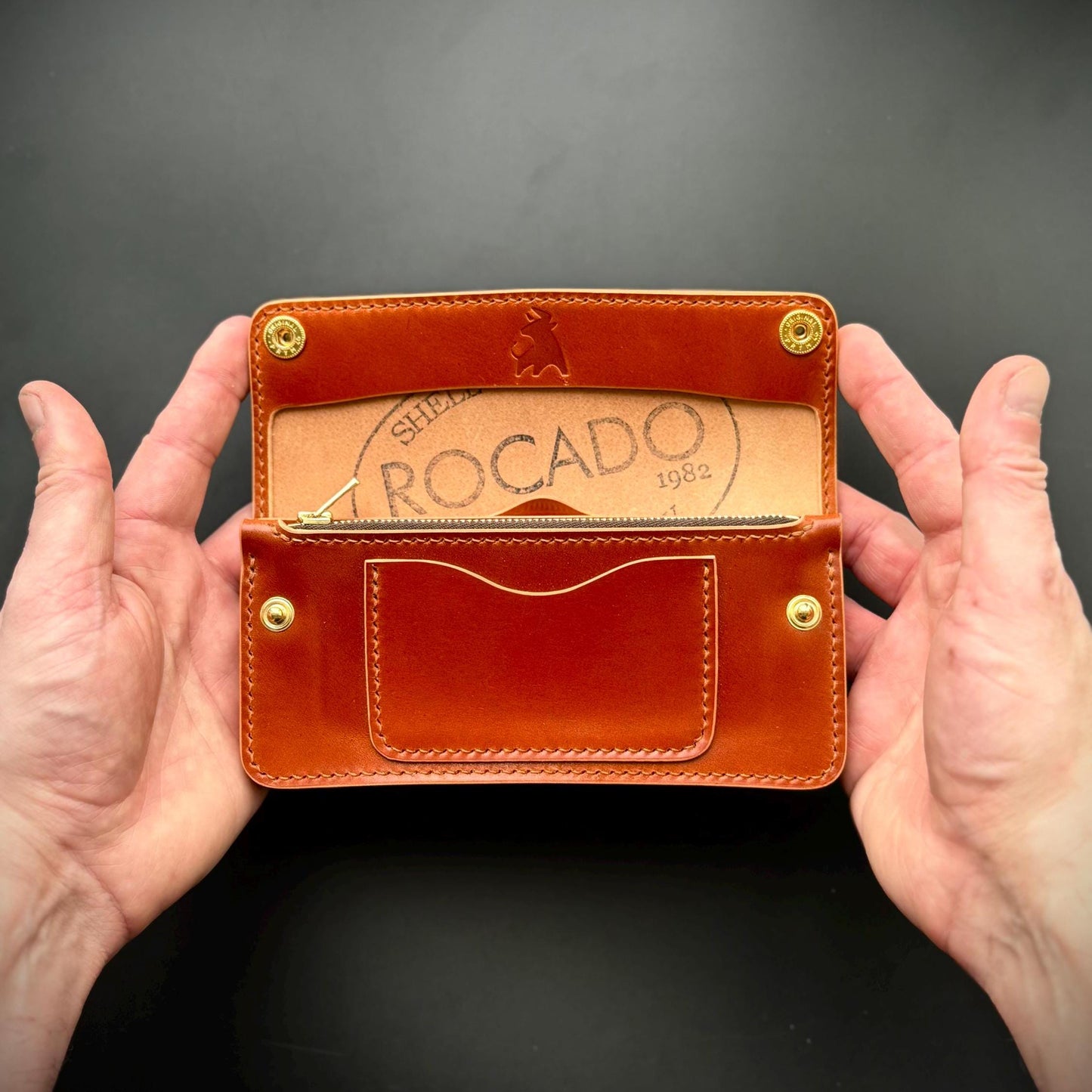 Rocado Shell Cordovan Long Trucker Wallet, Luxury Compact Wallet