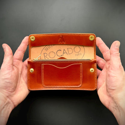 Rocado Shell Cordovan Long Trucker Wallet, Luxury Compact Wallet