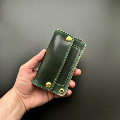 Rocado Shell Cordovan Mini Trucker Wallet, Luxury Compact Wallet