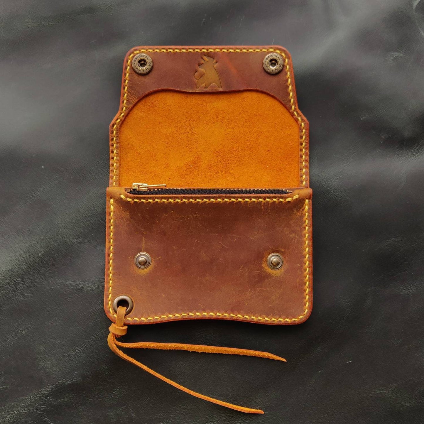 Short Trucker Wallet With A Ring For Chain or Lanyard, Stylish Wallet For Rider, Biker or Trucker