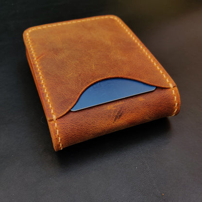 Leather vertical minimalist bifold EDC wallet