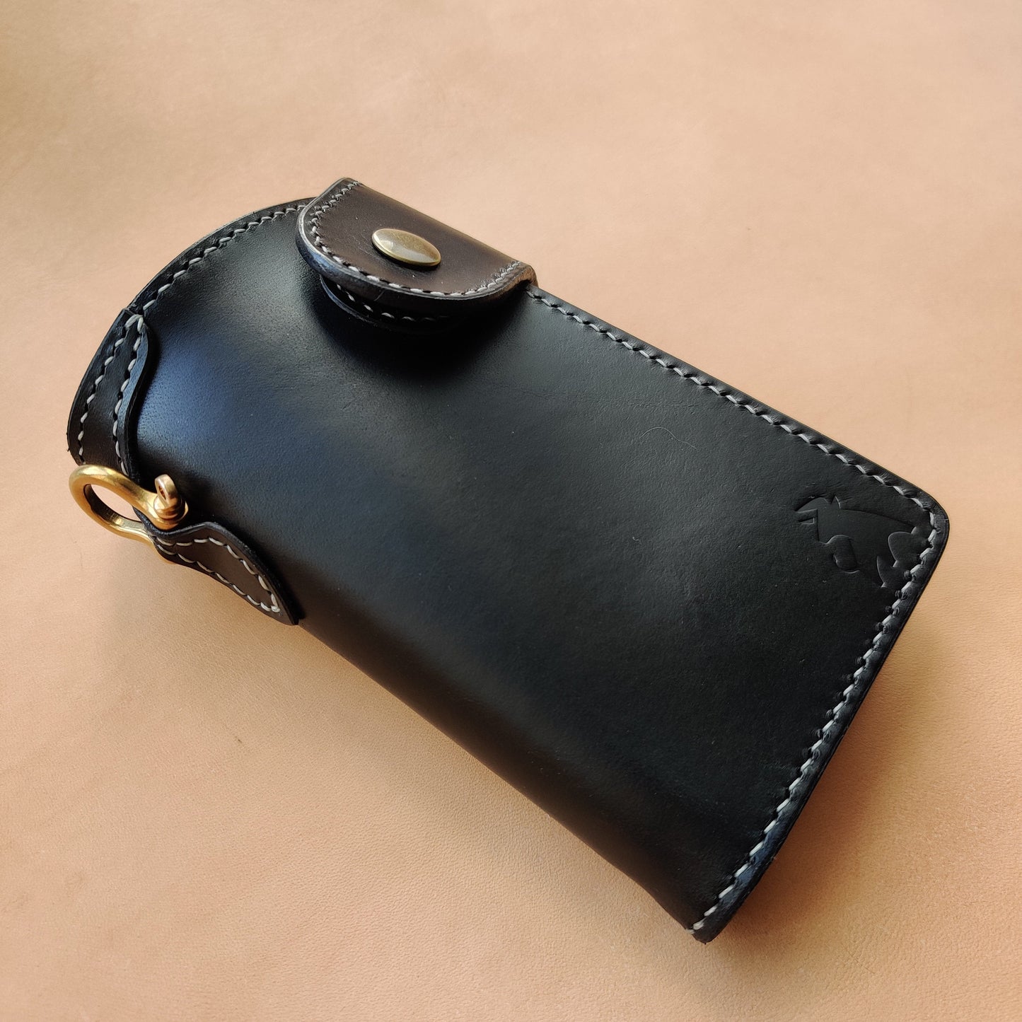 Biker Wallet With A Ring For Chain Or Lanyard, Veg Tanned Travel Western Wallet