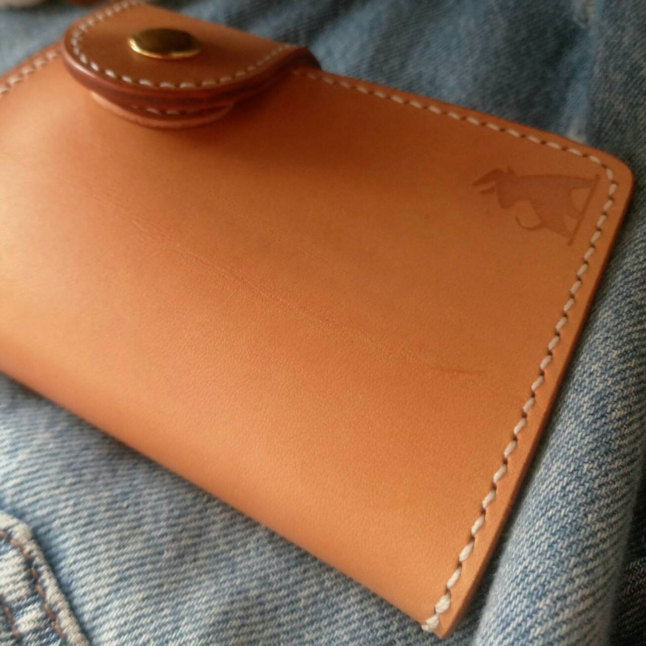 Leather Biker Wallet With A Ring For Chain Or Lanyard, Unpainted Veg Tanned Travel Western Wallet