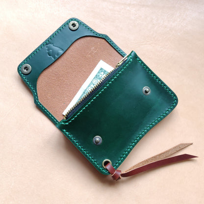 Short Trucker Wallet With A Ring For Chain Or Lanyard, EDC Wallet For Rider, Biker or Trucker