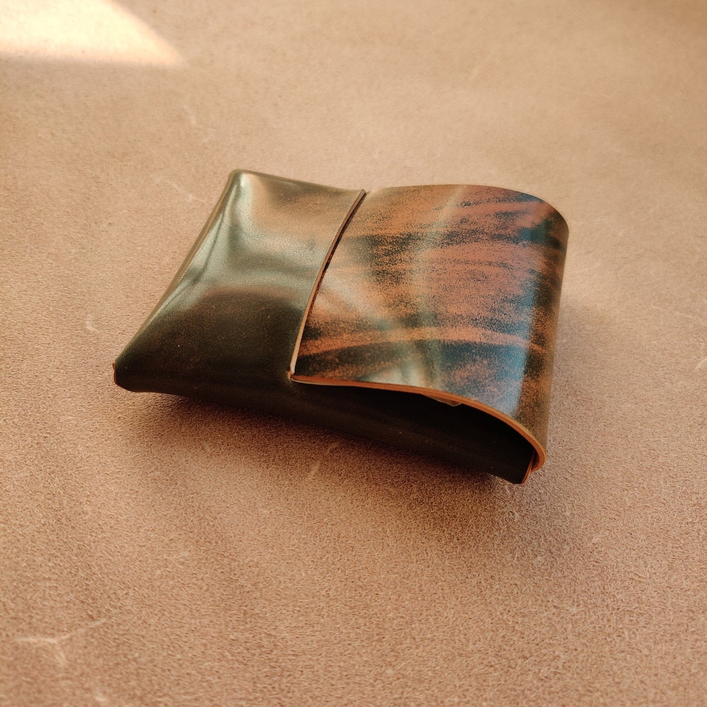 Stitchless Shell Cordovan Leather Cards Wallet, Origami Minimalist Wallet, EDC Card Holder Case