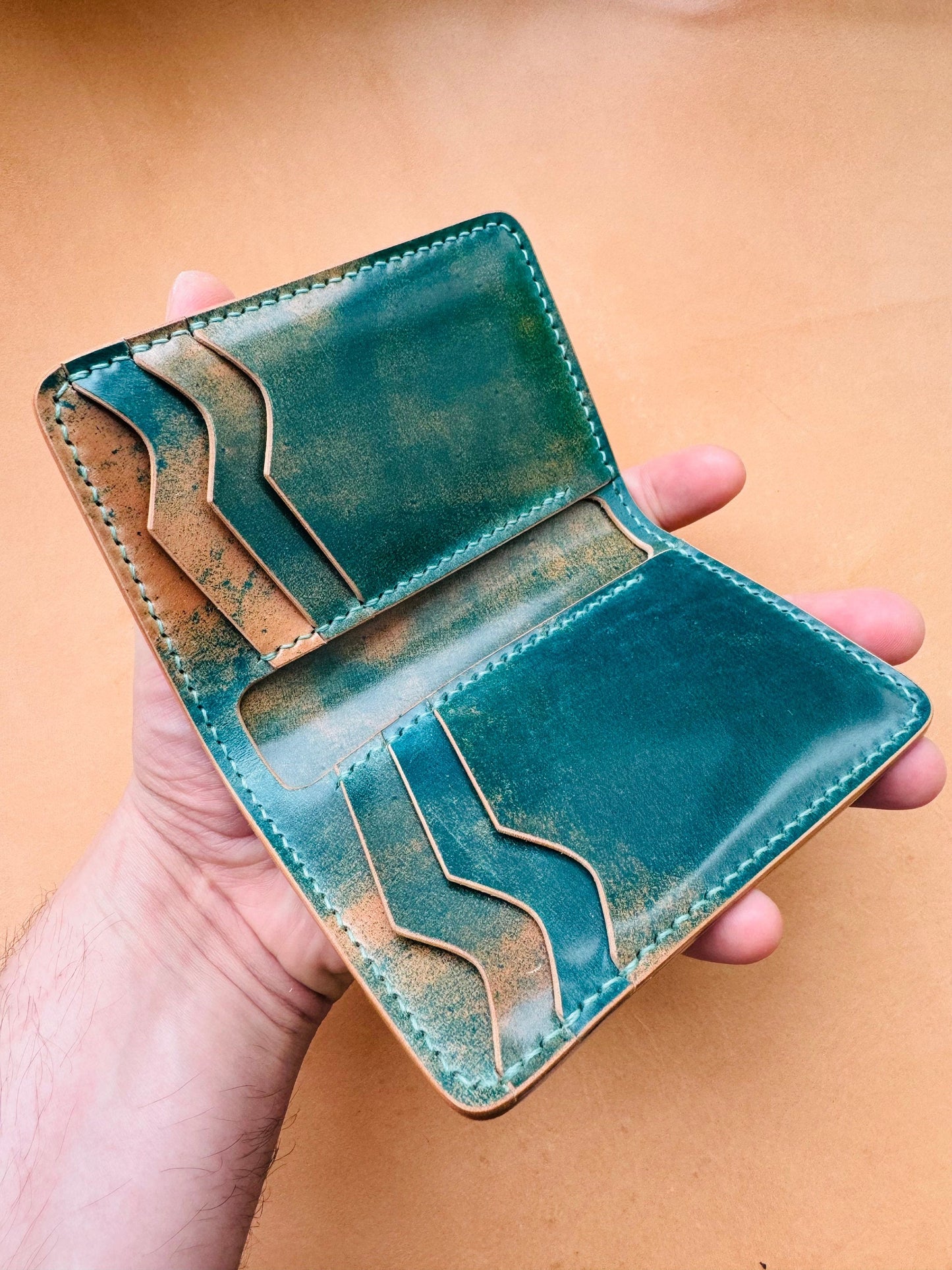 Shell Cordovan Wallet, Vertical Leather Bifold Wallet, Minimalist Slim Luxury Wallet