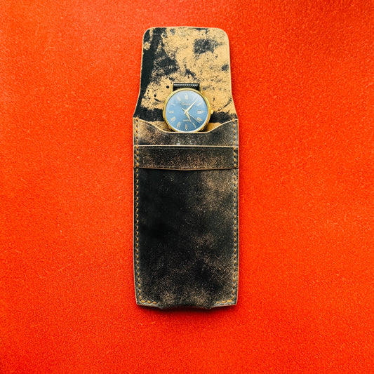 Rocado Shell Cordovan Leather Watch Pouch, Leather Case For Watch