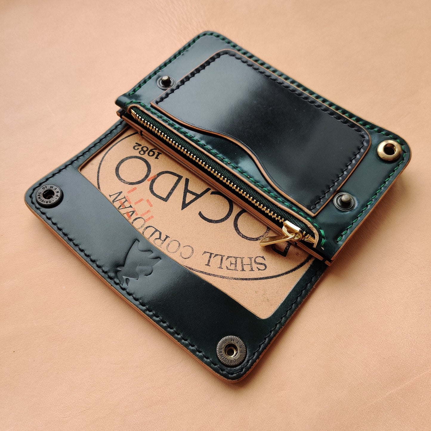 Rocado Shell Cordovan Mini Trucker Wallet, Luxury Compact Wallet