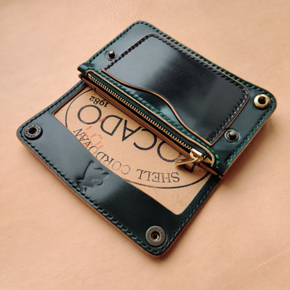 Rocado Shell Cordovan Mini Trucker Wallet, Luxury Compact Wallet