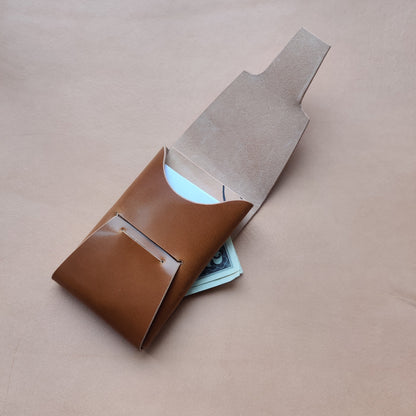 Rocado Shell Cordovan Stitchless Leather Mini Cards Wallet, Origami Minimalist Wallet, EDC Card Holder Case