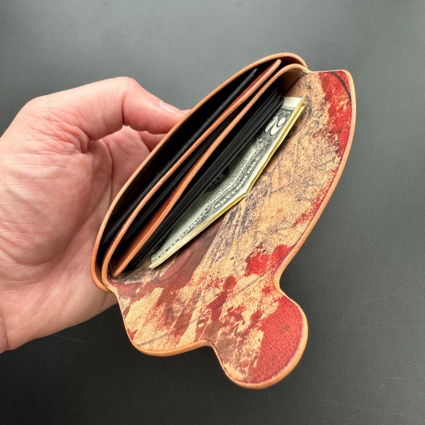 Stitchless Shell Cordovan Leather Cards Wallet, Origami Minimalist Wallet, EDC Card Holder Case