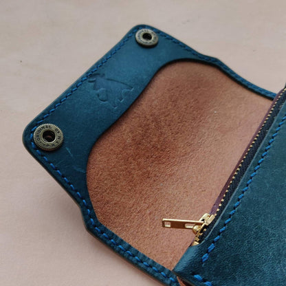 Short Trucker Wallet With A Ring For Chain Or Lanyard, Veg Tan Wallet, Stylish Wallet For Rider, Biker or Trucker