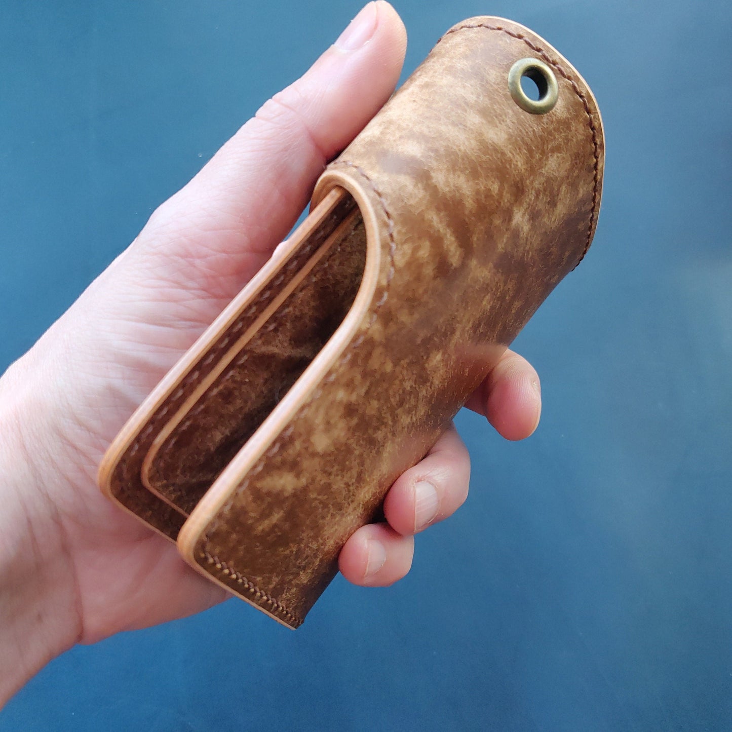 Biker Wallet With A Ring For Chain Or Lanyard, Veg Tanned Travel Western Wallet