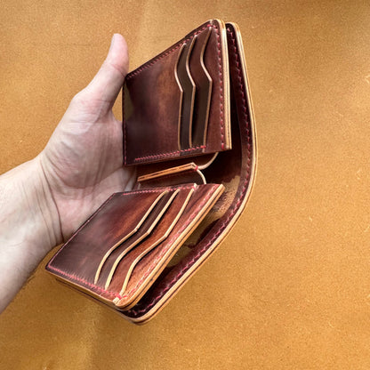 Rocado Shell Cordovan Vertical Leather Wallet, Cash Holder Leather Wallet, Bi-Fold Middle Wallet, Men Gift Wallet, Women Gift Wallet