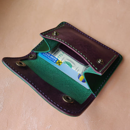 Handmade Japanese Style Compact Leather Wallet With Coin Purse, Leather Card And Cash Holder