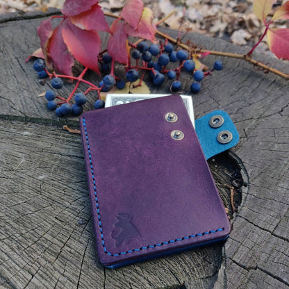 Leather Card Holder, Vegetable Tanned Pocket Mini Wallet, Minimalist Card Holder Case