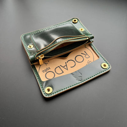 Rocado Shell Cordovan Mini Trucker Wallet, Luxury Compact Wallet