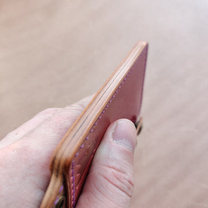 Rocado Shell Cordovan Leather Card Holder With A Ring For Chain Or Lanyard, Pocket Mini Wallet, Minimalist Card Holder Case