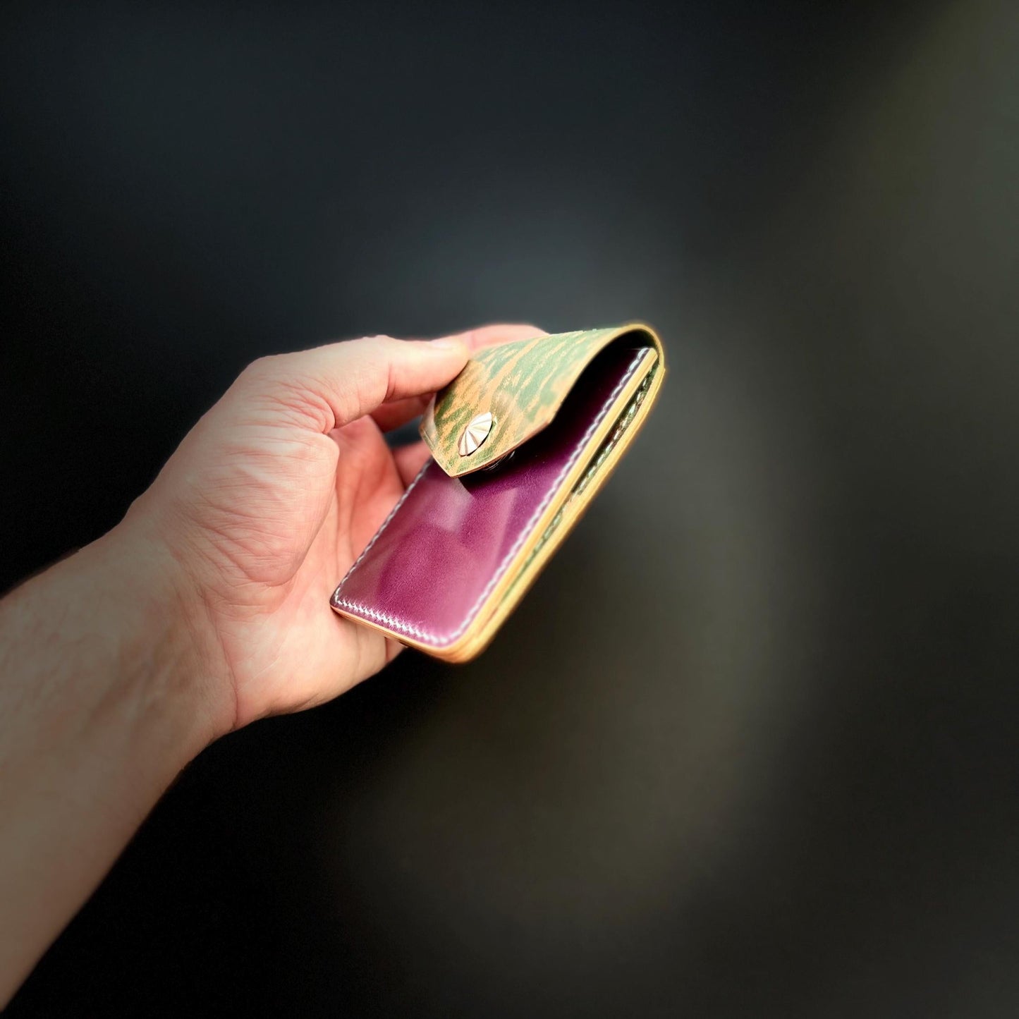 Rocado Shell Cordovan EDC Slim Pocket Wallet with Concho Snap