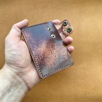 Rocado Shell Cordovan Leather Card Holder, Pocket Mini Wallet, Minimalist Card Holder Case