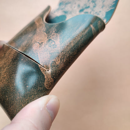 Rocado Shell Cordovan Stitchless Leather Mini Cards Wallet, Origami Minimalist Wallet, EDC Card Holder Case