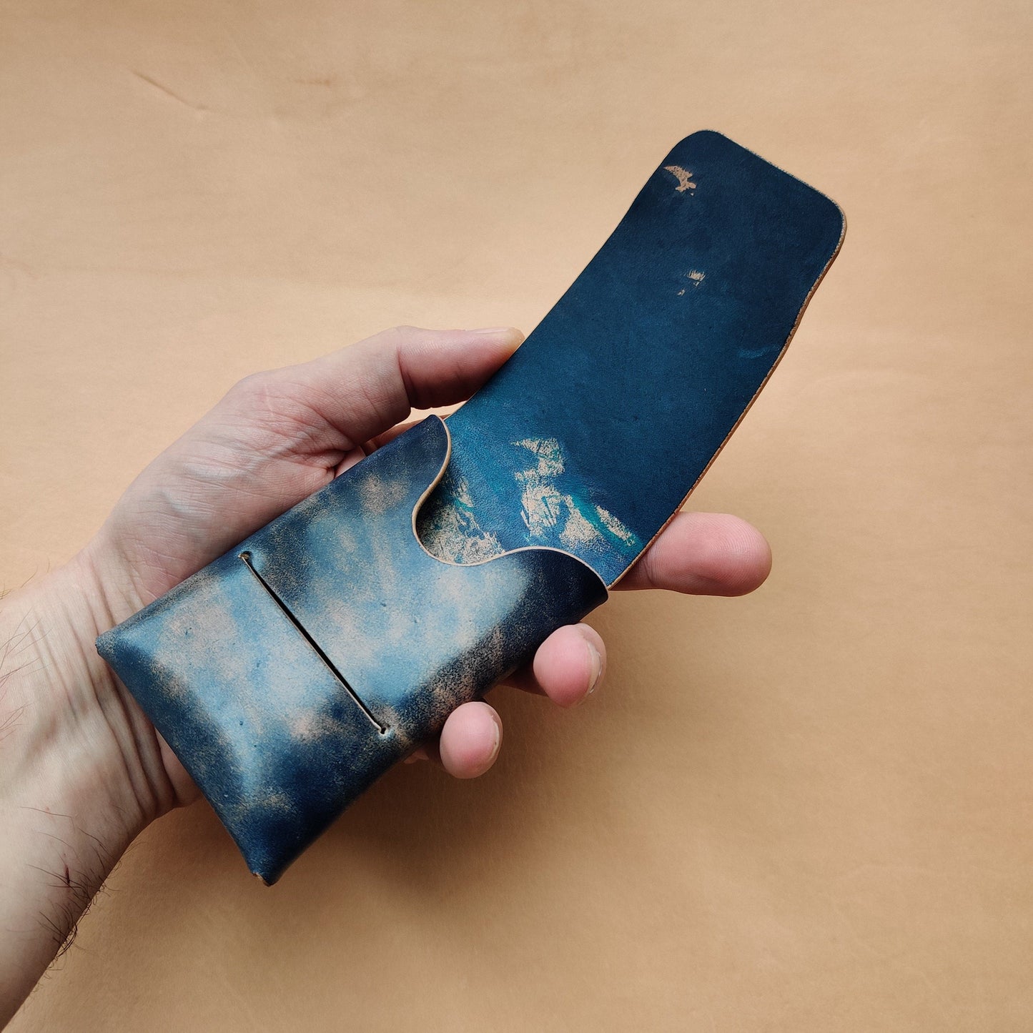 Rocado Shell Cordovan Stitchless Leather Mini Cards Wallet, Origami Minimalist Wallet, EDC Card Holder Case