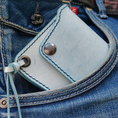 Short Trucker Wallet With A Ring For Chain or Lanyard, Stylish Wallet For Rider, Biker or Trucker