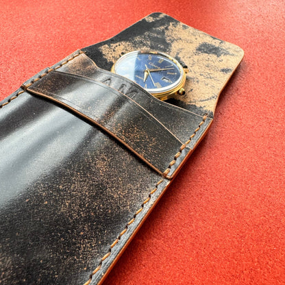 Rocado Shell Cordovan Leather Watch Pouch, Leather Case For Watch