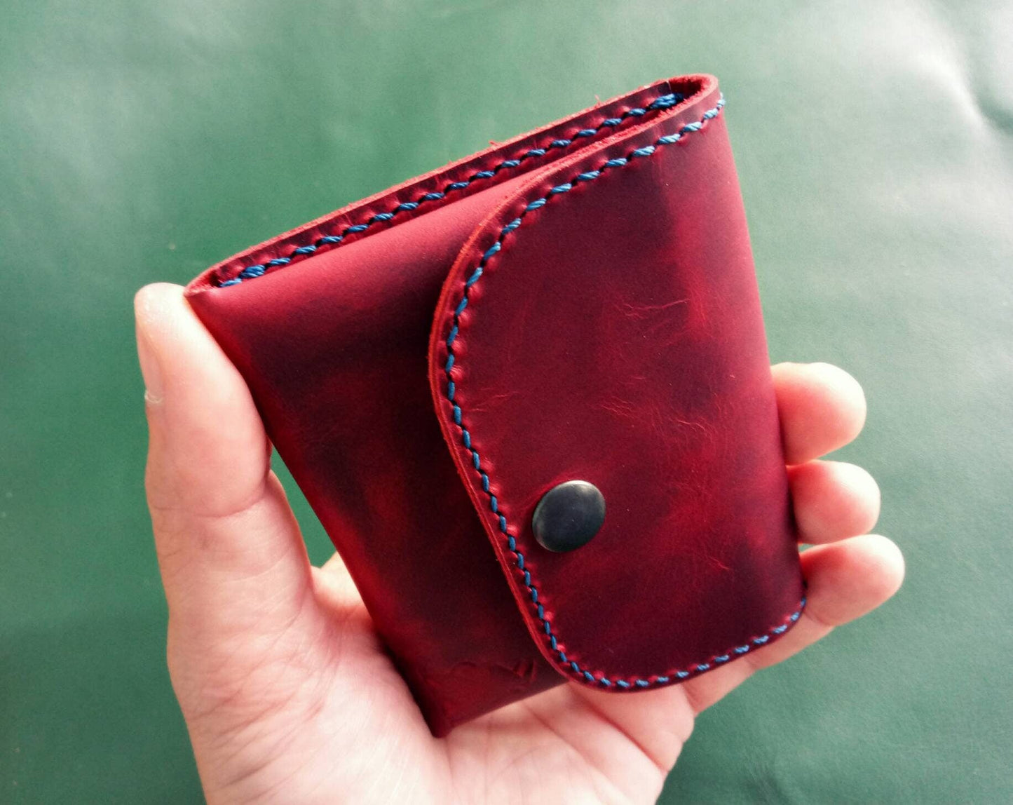 Leather Origami Wallet, Minimalist Pocket Wallet, Coin Purse And Card Case Wallet, Leather Card Holder