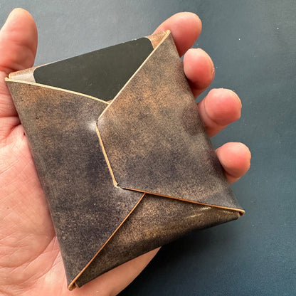 Stitchless Shell Cordovan Leather Cards Wallet, Origami Minimalist Wallet, EDC Card Holder Case