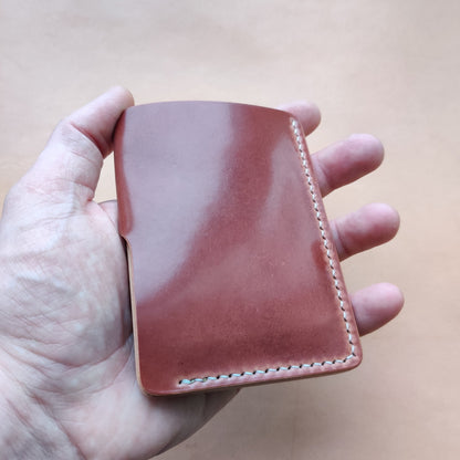 Rocado Shell Cordovan Leather Card Holder, Pocket Mini Wallet, Minimalist Card Holder Case