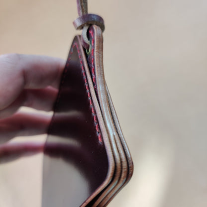 Rocado Shell Cordovan Leather Card Holder With A Ring For Chain Or Lanyard, Pocket Mini Wallet, Minimalist Card Holder Case