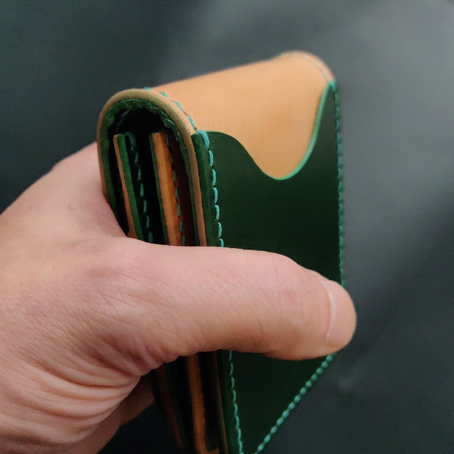 Leather vertical minimalist bifold EDC wallet
