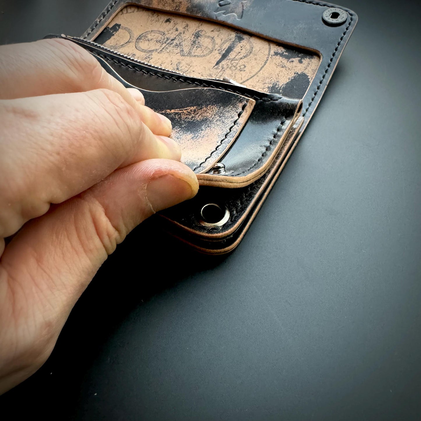 Rocado Shell Cordovan Mini Trucker Wallet, Luxury Compact Wallet