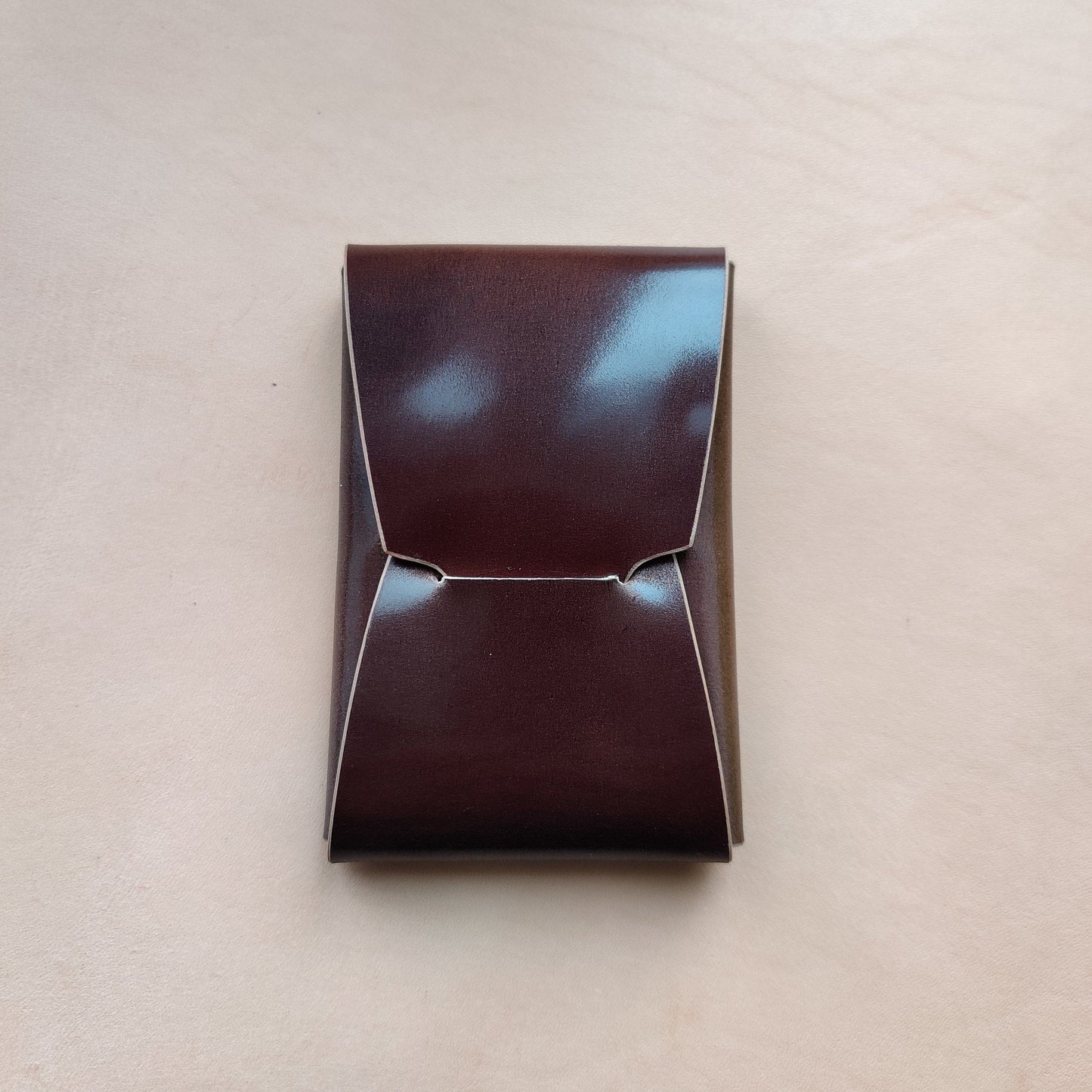 Rocado Shell Cordovan Stitchless Leather Mini Cards Wallet, Origami Minimalist Wallet, EDC Card Holder Case