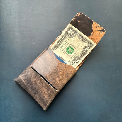 Stitchless Shell Cordovan Leather Cards Wallet, Origami Minimalist Wallet, EDC Card Holder Case