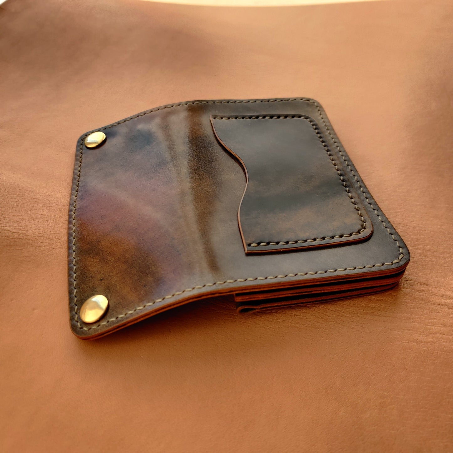 Rocado Shell Cordovan Mini Trucker Wallet, Luxury Compact Wallet