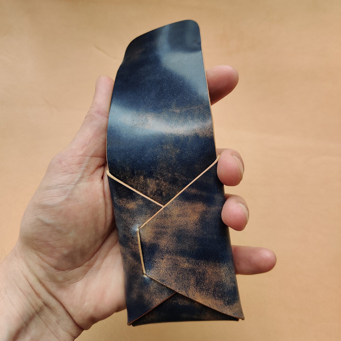 Rocado Shell Cordovan Stitchless Leather Mini Cards Wallet, Origami Minimalist Wallet, EDC Card Holder Case